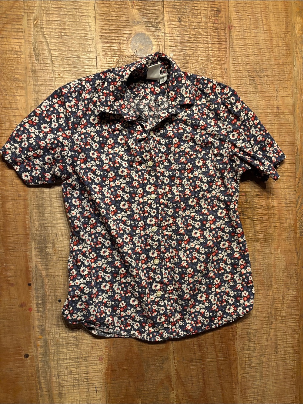 Men's Navy Floral Short-Sleeve Button-Down Shirt